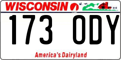 WI license plate 173ODY