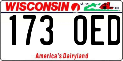 WI license plate 173OED