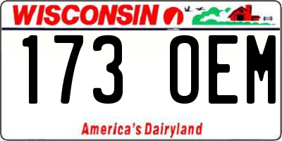 WI license plate 173OEM