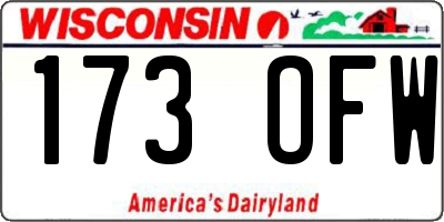 WI license plate 173OFW