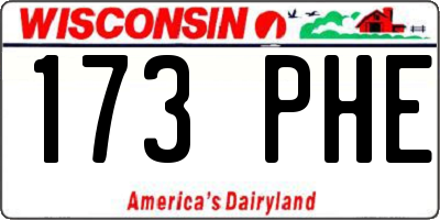 WI license plate 173PHE