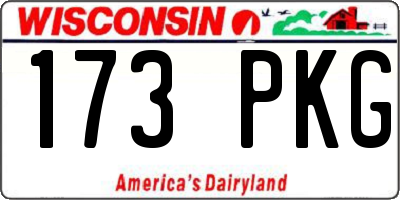 WI license plate 173PKG