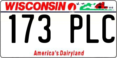 WI license plate 173PLC