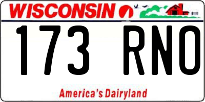 WI license plate 173RNO