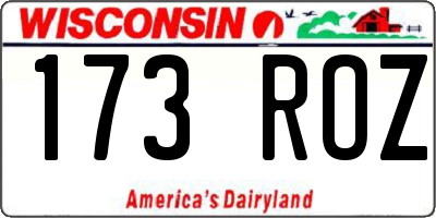 WI license plate 173ROZ