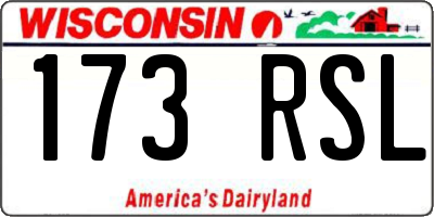 WI license plate 173RSL