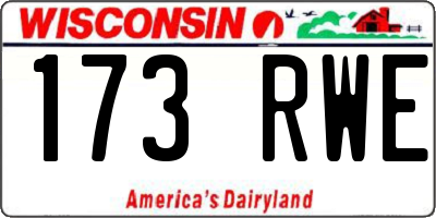 WI license plate 173RWE