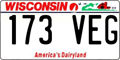 WI license plate 173VEG
