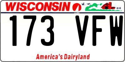 WI license plate 173VFW