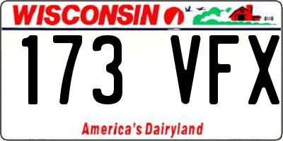 WI license plate 173VFX