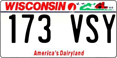 WI license plate 173VSY