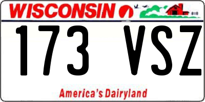WI license plate 173VSZ
