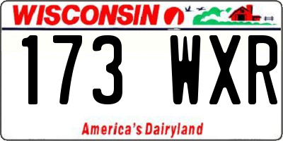 WI license plate 173WXR