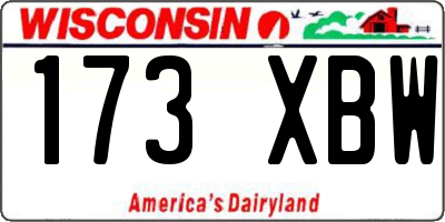 WI license plate 173XBW