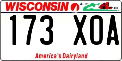 WI license plate 173XOA