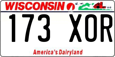 WI license plate 173XOR