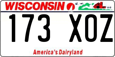 WI license plate 173XOZ
