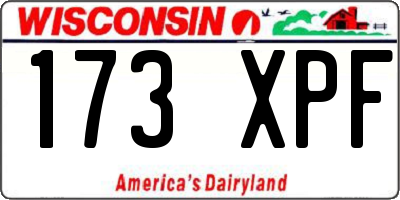 WI license plate 173XPF