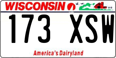 WI license plate 173XSW