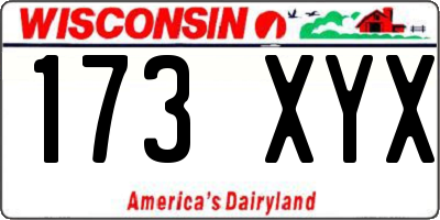 WI license plate 173XYX