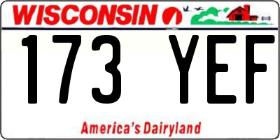 WI license plate 173YEF