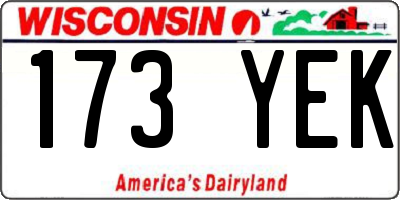 WI license plate 173YEK