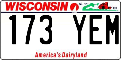 WI license plate 173YEM