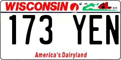 WI license plate 173YEN