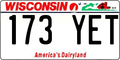 WI license plate 173YET