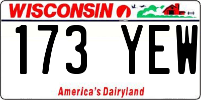WI license plate 173YEW