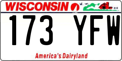 WI license plate 173YFW
