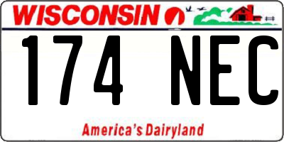 WI license plate 174NEC