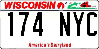 WI license plate 174NYC