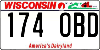 WI license plate 174OBD