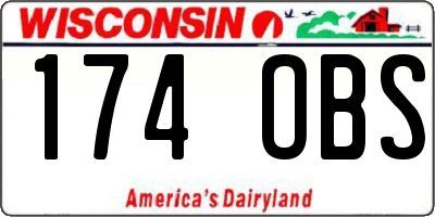 WI license plate 174OBS