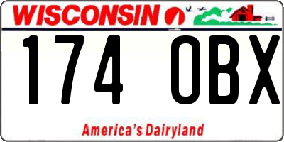 WI license plate 174OBX