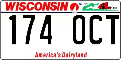 WI license plate 174OCT