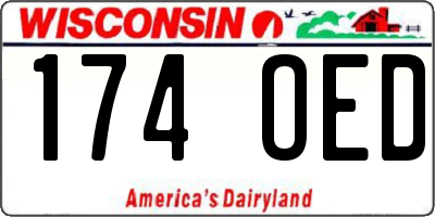 WI license plate 174OED