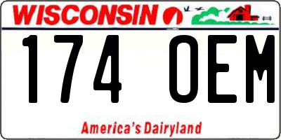 WI license plate 174OEM