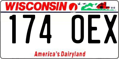 WI license plate 174OEX
