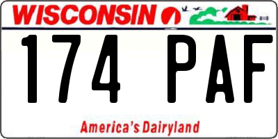 WI license plate 174PAF