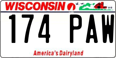 WI license plate 174PAW