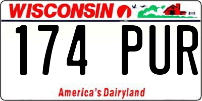 WI license plate 174PUR