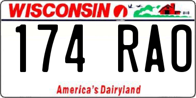 WI license plate 174RAO