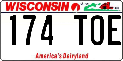 WI license plate 174TOE
