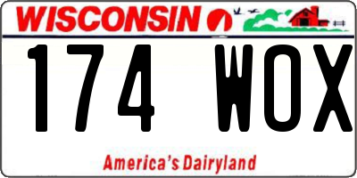 WI license plate 174WOX