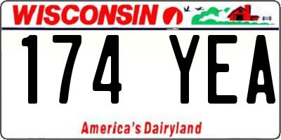 WI license plate 174YEA