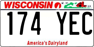 WI license plate 174YEC