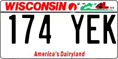 WI license plate 174YEK