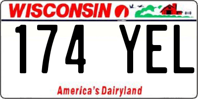 WI license plate 174YEL